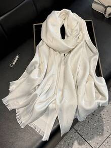 1pc Women Simple Elegant V-Letter Glitter Printing Scarf, Versatile Shawl, Hijab, Decoration, All Season UV Protection For Dress - Multicolor - View 18