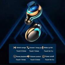 F9 5C 无线蓝牙耳机，防水耳机，带数字显示屏，大容量充电盒 - 黑色 - 查看 6