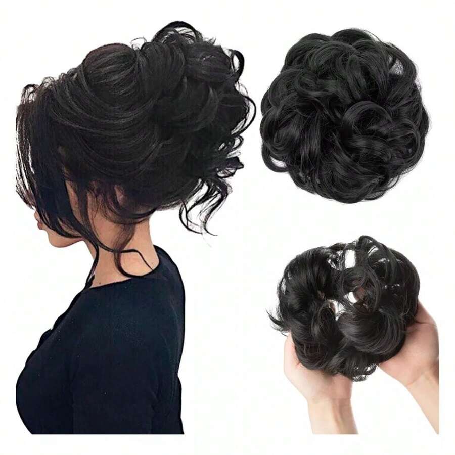Greek Bun Hair Extension Curled Scrunchie For Hairstyle - Negro - Ver 1
