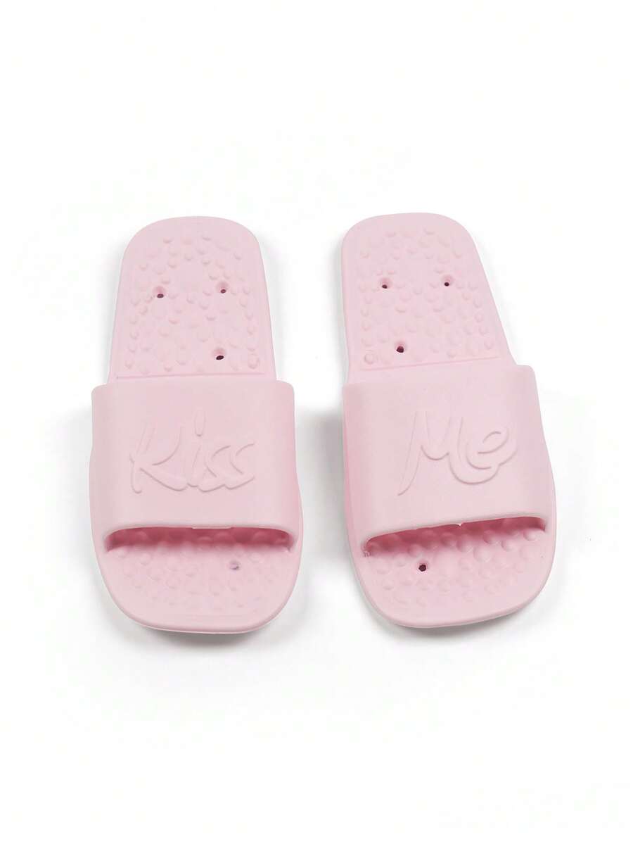 1 Pair Foldable Slippers, Portable Travel Bathroom Non-Slip Unisex Hotel & Home Shower Slippers - Pink - View 1