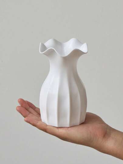 1PC Ceramic Look Plastic Vase Wit Unbreakable Tulips Roses Flowers Home Living Room, Tafel Birthday Graduation Room Moderne Flower Vases Dining Desktop, Bookshelf, Table, ation Simulated Dry Vase, view 4