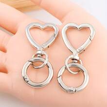 10pcs Zinc Alloy Heart Shape Keyring Clip - Snap Design For Wristbands, Card Holders And Picture Keyrings - Durable Metal Construction, Wristband Accessory | Fashion Keychain | Zinc Alloy Metal - Multicolor - View 9