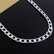 Stylish 925 Sterling Silver Necklace For Men & Women, Classic 8mm Chain, Luxurious Jewelry, Perfect For Weddings And Christmas, Best For Christmas