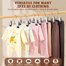 Juego de 10 piezas de perchas multiusos de acero inoxidable con sujetadores ajustables - Rejilla metálica texturizada antideslizante para secar pantalones y zapatos con gancho portátil, percha de acero inoxidable versátil adecuada para vaqueros, faldas, etc. - Superficie con recubrimiento en polvo, apta para habitaciones de niños, habitaciones de bebés, almacenamiento y baño