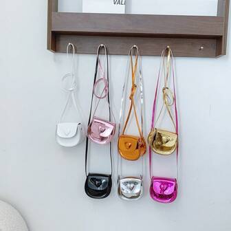 Axelväska med läppstiftstryck, flickor i mini crossbody hjärtformad myntväska