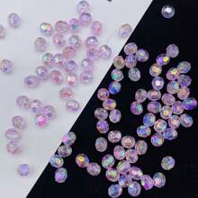 200 peças de contas transparentes de canto AB coloridas de 6 mm com furo reto em acrílico, acessórios de contas para DIY de colar, pulseira, brincos, joias e suprimentos de artesanato de contas