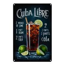1pc " Libre" Metal Wall Sign - 2D Stylish Art Decor With Cocktail Recipe Design | Easy Installation With Pre-Drilled Holes | Suitable For Home, Bar, Cafe, Office Etc | Ideal Gift For Beverage Enthusiasts, Room Decoration - Hole Style Randomly Sent