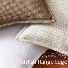 1pc Linen Solid Color Decorative Throw Pillow Cover, Suitable For Living Room Sofa, Bedroom, Office - Beige - View 5
