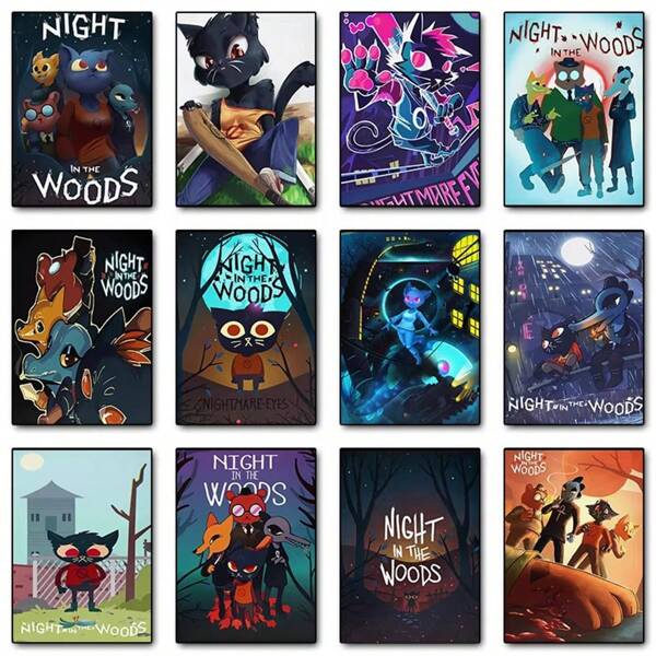 1pc Wall Arts Posters Game Vintage Classic Adventure Game Night In The Woods Retro Mae Borowski Poster Printing Wall Art Pictures Canvas Painting Room Home Decoration Canvas Art Frameless ,Wall Art With Frame