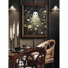 1pc/3PCS Wall Arts Posters Frameless/Framed Vintage Retro Cute Ghost Companion & Reads Book Canvas Prints Monster Holds Black Cat Wall Art Poster For Living Room Halloween Decor Home Decor Fall Decor Room Decor