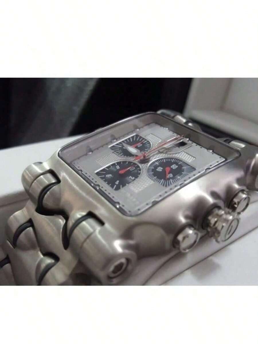 Men's Tank Minute Date And Time Square Stainless Steel Water Resistant Watch - 白色 - 查看 1