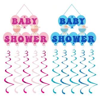 New Gender Reveal Party Decorations 3D Spiral Door Hanging Decor, Pink & Blue Room Wall Backdrop, Birthday Party Ceiling Hanging Ornament, Non-Woven Fabric DIY With Ropes & Hooks