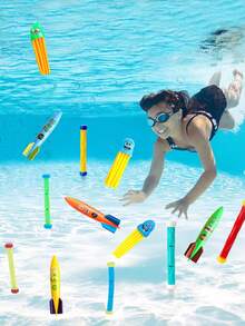 11件/4件/3件潜水圈泳池玩具，适合4-8岁儿童的潜水池玩具，鲨鱼鱼雷潜水套装，章鱼儿童水上趣味玩具，夏季必备水下游泳投掷礼物，适合男孩和女孩