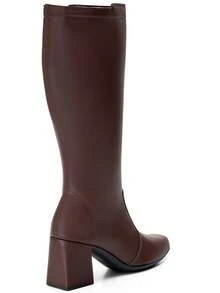 Lumiss Women's High Heel Boots, Square Toe, Chunky Heel - 鏽棕色 - 查看 5
