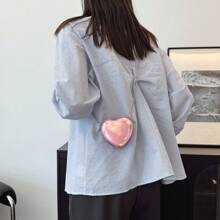 Laser Heart Girls Fashionable Shoulder Bag Chain Strap Crossbody Purse PU Leather Casual Small Bag