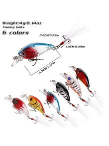 SOUGAYILANG Naluci de pescuit 4g 6 culori Momeală tare artificială Minnow cu ochi 3D, pentru Bas Somn Stiuca Biban Topwater Bass Momeală, Ideală pentru cadouri de obiecte de pescuit de apă dulce