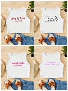 Custom Personalized Gifts, Custom Ladies Short Tank Tops, Add Text (Quotes/Phrases/Names/Numbers/Slogans, Etc.), You Can Choose Your Favourite Fonts And Colours