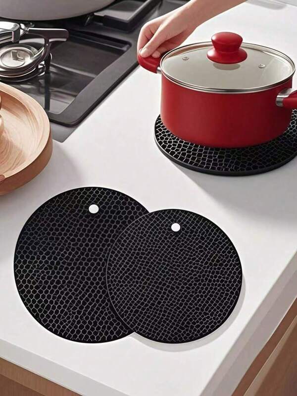 1/5/10 Jogo americano circular multifuncional resistente ao calor, tapetes antiderrapantes para panelas e jogos americanos para mesa, adequados para acessórios de jantar e cobertores de piquenique, muito adequados para famílias, reuniões ao ar livre e piqueniques; jogo americano leve e portátil, fácil de usar!