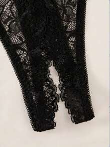 2 piezas Conjunto de lencería con encaje floral, sujetador triangular de copa abierta y tanga de entrepierna abierta, conjunto de ropa de dormir sexy para mujer, ropa interior sexy para mujer, pijama sexy para mujer, prendas sexy para mujer, conjunto de lencería sexy, conjunto de ropa interior para mujer, conjunto de traje para mujer