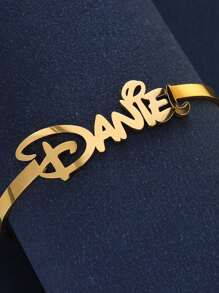 Customized Adjustable Stainless Steel Bangle Bracelet, Personalized Engraved Name, Fashion Wedding Gift, Suitable For Family, Friends, Anniversary, Valentine's Day, Mother's Day, Birthday, Graduation, Daily Wear