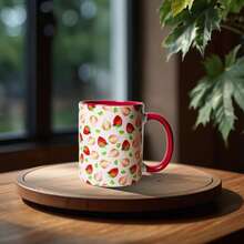 1个精美水果陶瓷马克杯/咖啡杯/茶杯 - 独特艺术咖啡杯，适合早餐、下午茶 - 完美的 情人节礼物，可重复使用，品质上乘，不对称艺术设计，牛奶杯 - 彩色 - 查看 13