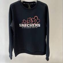 Skechers Felpa girocollo stampata, in maglia confortevole con fodera termica, abbigliamento atletico casual
