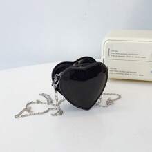 Laser Heart Girls Fashionable Shoulder Bag Chain Strap Crossbody Purse PU Leather Casual Small Bag