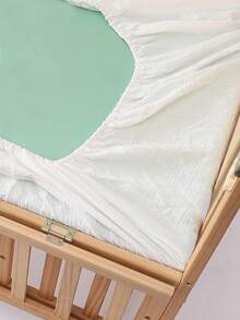 1pc White Baby Crib Fitted Sheet, Soft & Breathable Bassinet Mattress Cover - White - View 2