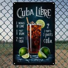 1pc " Libre" Metal Wall Sign - 2D Stylish Art Decor With Cocktail Recipe Design | Easy Installation With Pre-Drilled Holes | Suitable For Home, Bar, Cafe, Office Etc | Ideal Gift For Beverage Enthusiasts, Room Decoration - Hole Style Randomly Sent