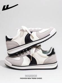 WARRIOR 1 Pair Women's Lace-Up Design Sneakers, Low-Top Casual Shoes, Outdoor Flat Shoes, Breathable Summer Slip-On Skateboard Inspired Athletic Shoes, Fashionable & Comfortable Canvas Sneakers, Platform Casual Trainers - Beige - View 3