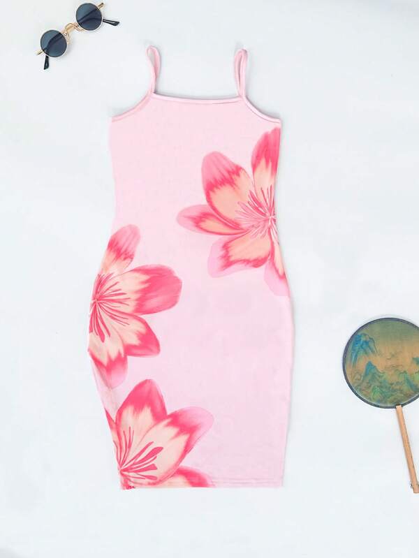 Seven Princess Kleine Mädchen Sommer Neu Floral Muster Schlitz Träger Kleid, Lässig, Urlaub, Party, Outdoor Tragen