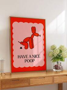 1pc, Canvas Hanging, Framed, Wall Arts, Posters, Modern, Pretty Poop Print • Funny Balloon Dog Bathroom Print • Orange Pink Toilet Wall Art • Playful Funky Aesthetic Print • Girly Aesthetic Art, Home Decor, Bathroom Decor - Multicolor - View 6