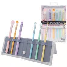 MODA Brush Posh Pastel Delicate Eye Travel Sized Makeup Brush Kit With Flip Case- 7pc