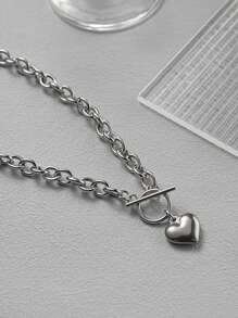 1pc Casual Heart Shape Pendant Lobster Clasp Necklace