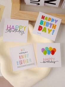 50 piezas Tarjetas de globos de Feliz Cumpleaños, Tarjetas de mensaje personalizado mini, Tarjetas para decorar pasteles con flores, Tarjetas de felicitación de cumpleaños en inglés para celebraciones, Tarjetas de cumpleaños, Celebraciones de cumpleaños, Decoración de cumpleaños