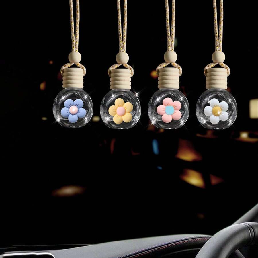 1 Pc Car Interior Hanging Perfume Bottle Empty Fragrance Decor Rearview Mirror Accessory - Multicolor - View 1