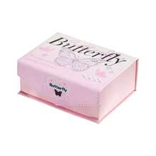 Caja de tarjetas de PU con diseño de mariposa de la suerte, caja de almacenamiento de tarjetas pequeñas de gran capacidad con tapa abatible para tarjetas de presentación