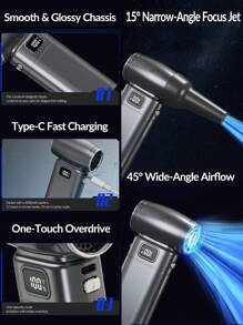 Aria compressa Duster: Soffiatore d'aria elettrico a 90.000 giri/min con luce LED, mini soffiatore d'aria ricaricabile senza fili, kit di pulizia per auto, PC e casa che sostituisce la bomboletta di aria compressa, per rinfrescare d'estate, in spiaggia e per i viaggi