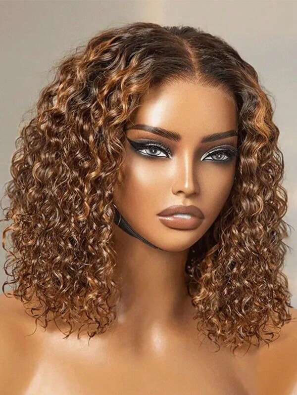 20 Inch 13x4 HD Lace Pre Cut Pre Plucked 2/30 Ombre Brown Colored Deep Wave Lace Front Wig 200% DensityDeep Wave Lace Front Wig 200% DensityHighlight Wear And Go  Wig Water Wave Human Hair Wigs For Women