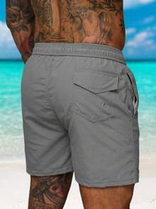 Men's Casual Basic Beach Shorts, Fashionable And Suitable For Daily Wear, Breathable - Grey - View 4