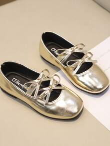 Zapatos de niña pequeña para dama de honor - Bailarinas para niñas para fiesta, escuela, boda - Dorado - Ver 5