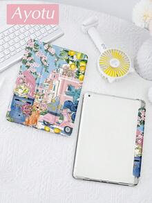 Retro Summer Vacation Case Compatible With IPad 10.2 Inch 2021/2020 IPad 9th/8th Generation,Compatible With Galaxy Tab A8 10.5 Inch 2022, Tab Cover,With Pen Holder,Supports Automatic Sleep/Wake Lid - Multicolor - View 3