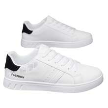 Men's Casual Shoes Spring New Breathable Sports Sneakers Black Leather Shoes Students' Shoes - White - View 3