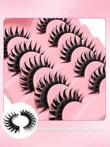 Asiteo 5 对/包超浓密假睫毛浓密卷曲蓬松假睫毛仿貂皮睫毛看起来湿润全条眼部提升外观延长睫毛加长和丰盈您的眼睛适合角色扮演或戏剧性美妆
