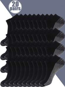 20/10/5/1 Pairs Plain Color Contrast Thick Sports Ankle Socks, Outdoor Running Fitness Sweat-Absorbent Breathable Low-Cut Socks - Multicolor - View 14