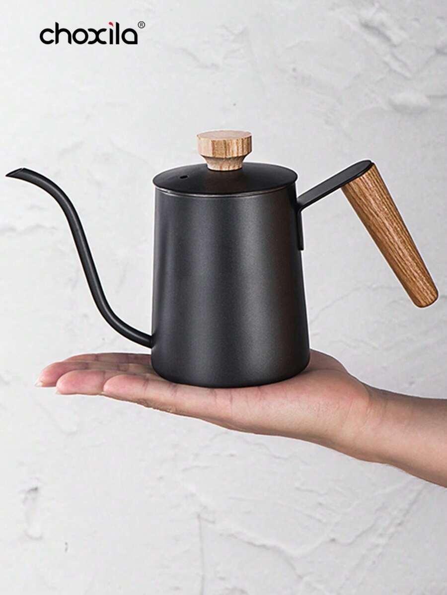 choxila 1 件 350ml（12oz）/600ml（20oz）迷你手冲咖啡壶，不锈钢咖啡壶 回到学校 - 黑色 - 查看 1