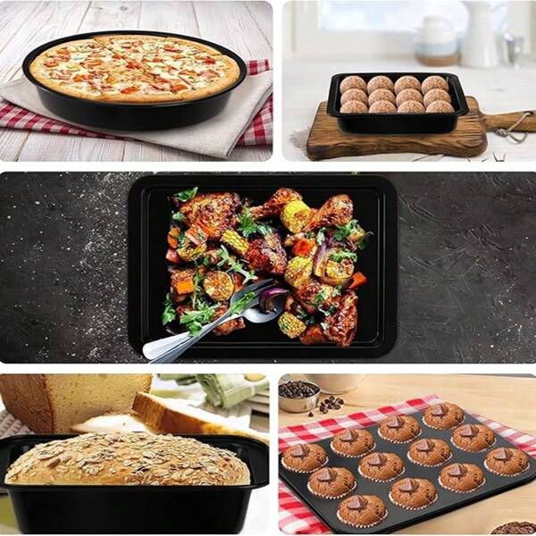1/5 Piece Baking Pan Set, Thick Non-Stick Baking Pan, Including Round/Square Cake Pan, Muffin Pan, Bread Pan, Baking Pan And Oven Baking Pan, Kitchen Utensils And Baking Supplies