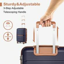PP Hard Shell Luggage Set With 360° Spinner Wheels, TSA Lock And Telescopic Handle – Lightweight Cabin, Carry On And Check-In Suitcases In 20/24/28 Inch Sizes For Travel, Business Trips And Holidays, For Men, Women And Family Use - 藏蓝色 - 查看 6