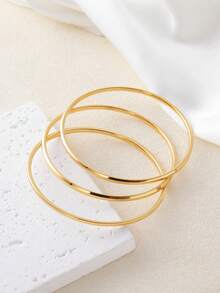 3 chiếc vòng tay mỏng 2,5mm, vòng tay viền xiên mạ vàng 18k mờ, phong cách thời trang tối giản, dành cho cả nam và nữ khi đi câu lạc bộ/tiệc tùng, 3 kích cỡ - Vàng - Xem 6