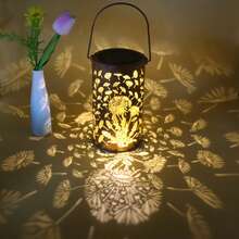 1 件太阳能铁灯笼，采用镂空设计 - 适用于花园、露台、阳台和草坪的多功能户外装饰 - 节能、安装简便、节日装饰 - 彩色 - 查看 7